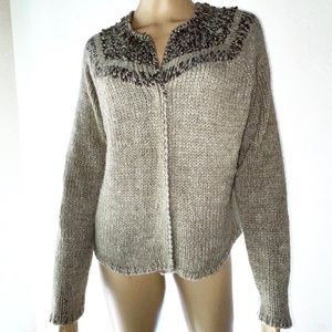 J. Jill Wool Blend  Beaded Cardigan Sweater Size Medium